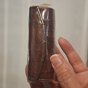 Vintage Eel Skin Lipstick Case Blue With mirror Brown